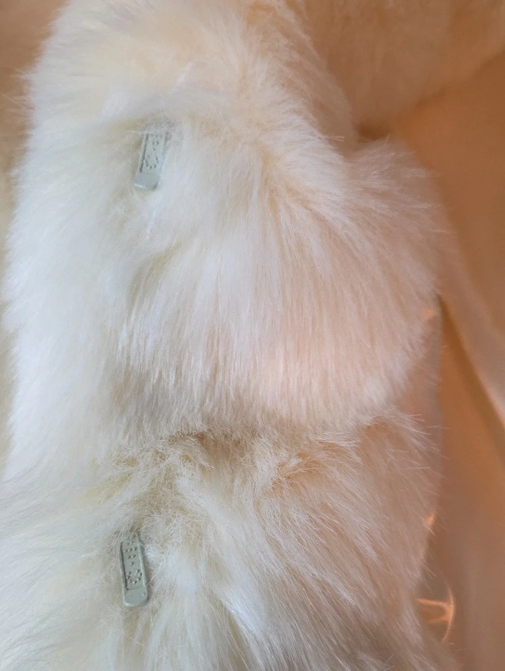 Pamela McCoy Ivory Faux Fur Long Coat Womens S Off White Small Jacket - Picture 6 of 12